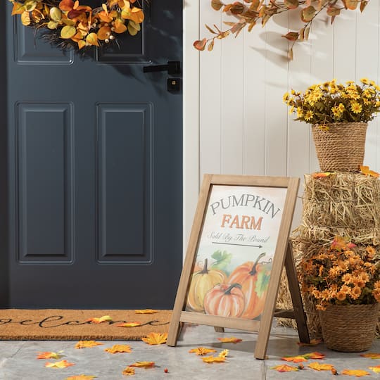 24" GlitzHome® Pumpkin Farm Wooden Porch Sign